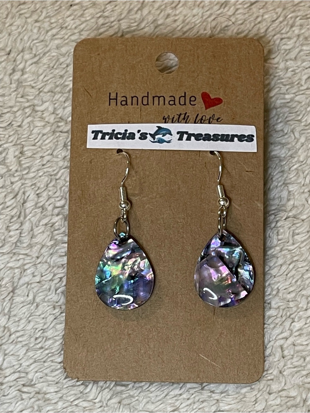 Handcrafted Iridescent Teardrop Earrings - Purple Multi